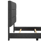 Cama Plataforma Tapizada con Cabecero Cuadrado Gris Oscuro – Queen / King