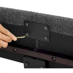 Cama Plataforma Tapizada con Cabecero Cuadrado Gris Oscuro – Queen / King