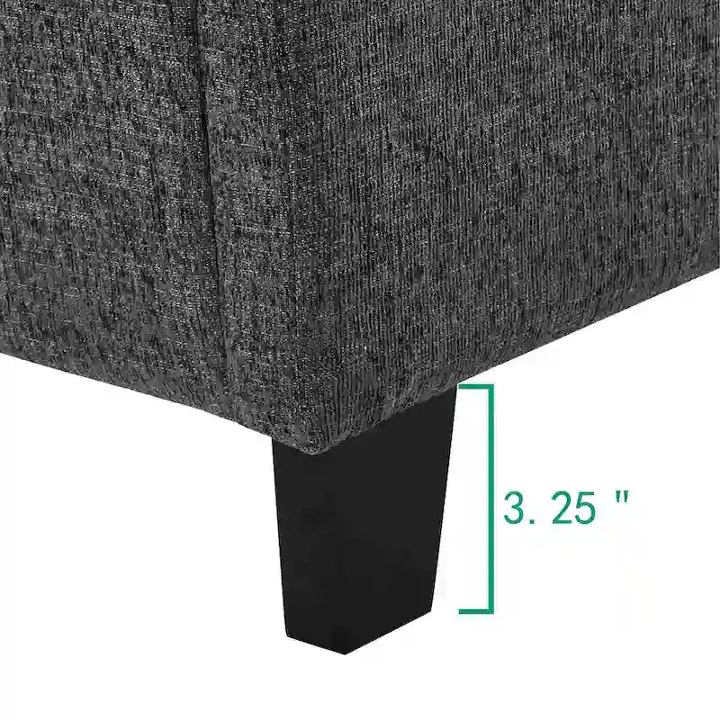 Cama Plataforma Tapizada con Cabecero Cuadrado Gris Oscuro – Queen / King