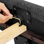Cama Plataforma Tapizada con Cabecero Cuadrado Gris Oscuro – Queen / King