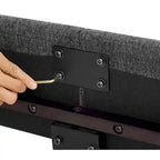 Cama Plataforma Tapizada con Cabecero Cuadrado Gris Oscuro – Queen / King