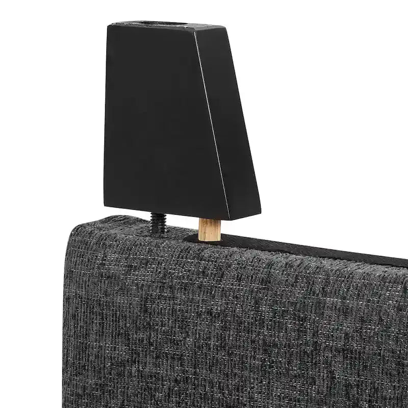 Cama Plataforma Tapizada con Cabecero Cuadrado Gris Oscuro – Queen / King