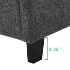 Cama Plataforma Tapizada con Cabecero Cuadrado Gris Oscuro – Queen / King