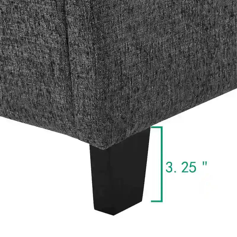 Cama Plataforma Tapizada con Cabecero Cuadrado Gris Oscuro – Queen / King