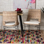 Sillas de comedor bohemias de ratán en gris deslavado, blanco y negro, juego de 2