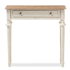 Mesa consola blanca y madera natural, estilo provenzal, montaje para 1 persona