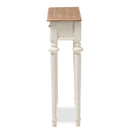 Mesa consola blanca y madera natural, estilo provenzal, montaje para 1 persona