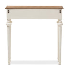 Mesa consola blanca y madera natural, estilo provenzal, montaje para 1 persona