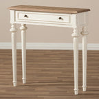 Mesa consola blanca y madera natural, estilo provenzal, montaje para 1 persona