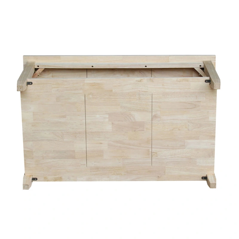 Mesa de centro de madera natural sin acabar con estante inferior, 1 pieza
