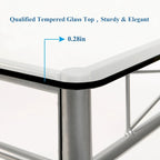 Juego de comedor de 5 piezas negro/plateado, mesa de cristal templado y 4 sillas de PU, capacidad para 4 personas