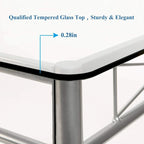 Juego de comedor de 5 piezas negro/plateado, mesa de cristal templado y 4 sillas de PU, capacidad para 4 personas