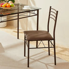 Juego de comedor de 5 piezas negro/plateado, mesa de cristal templado y 4 sillas de PU, capacidad para 4 personas