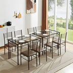 Juego de comedor de 5 piezas negro/plateado, mesa de cristal templado y 4 sillas de PU, capacidad para 4 personas