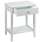 Mesita de Noche de 2 Niveles con Cajón, Blanca / Gris / Marrón — Individual