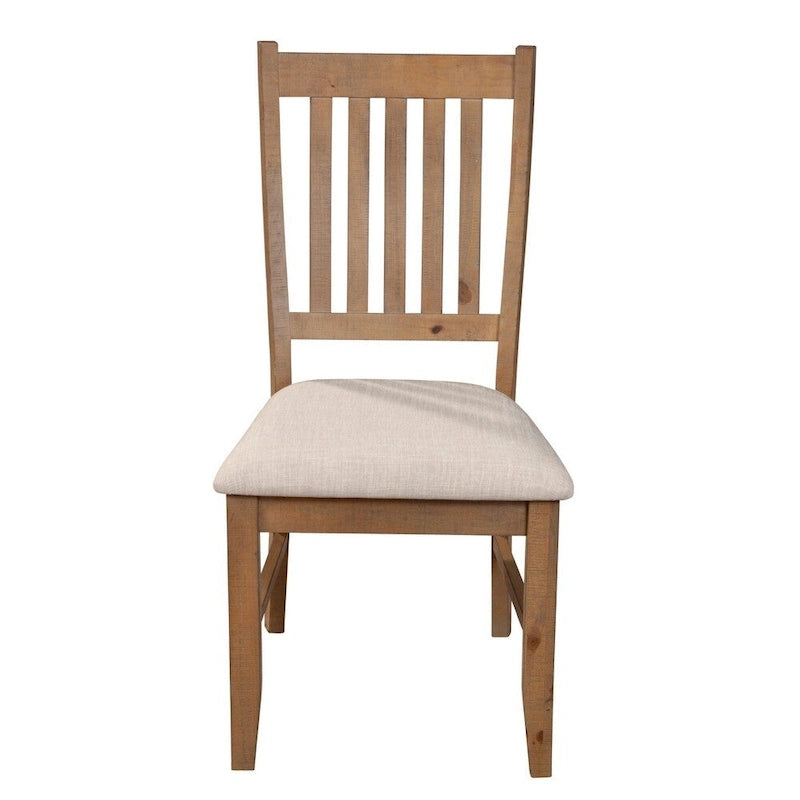 Sillas auxiliares de comedor con respaldo de listones marrón-beige, juego de 2