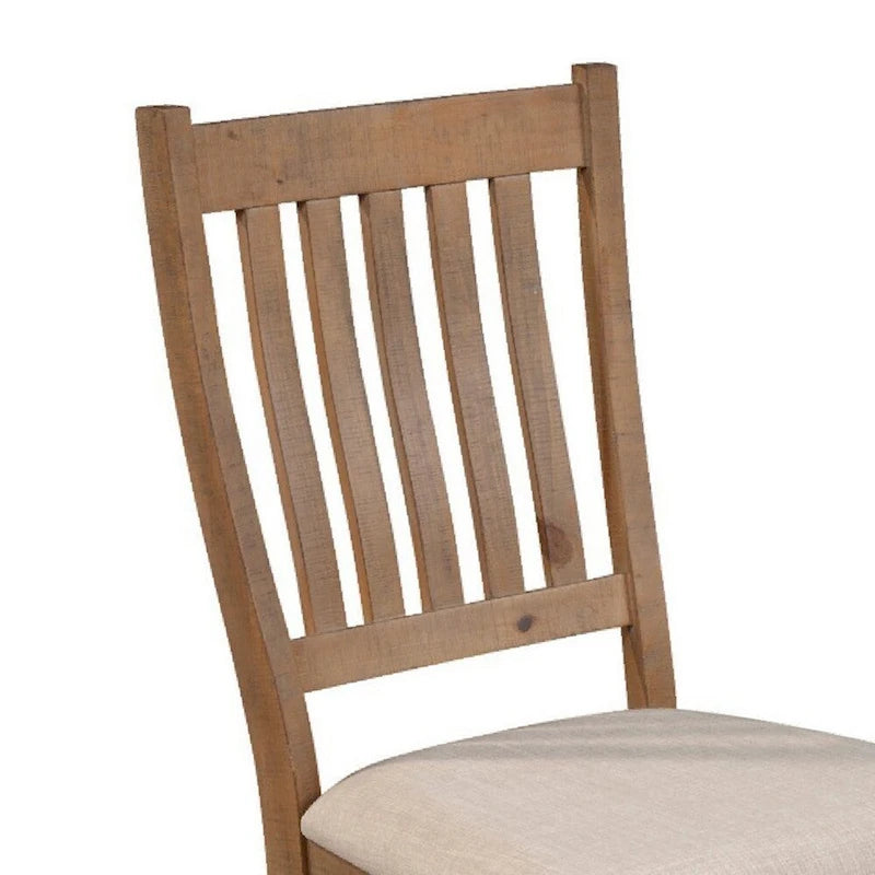Sillas auxiliares de comedor con respaldo de listones marrón-beige, juego de 2