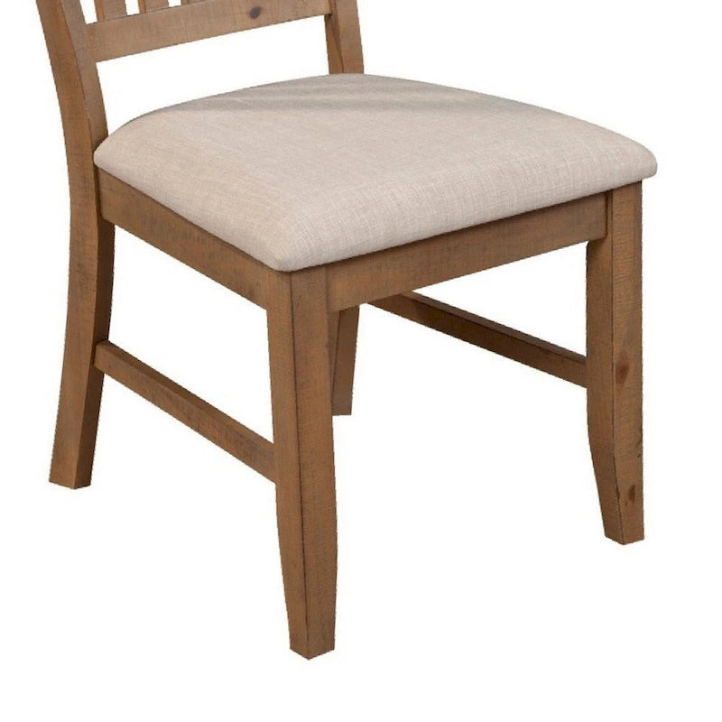 Sillas auxiliares de comedor con respaldo de listones marrón-beige, juego de 2
