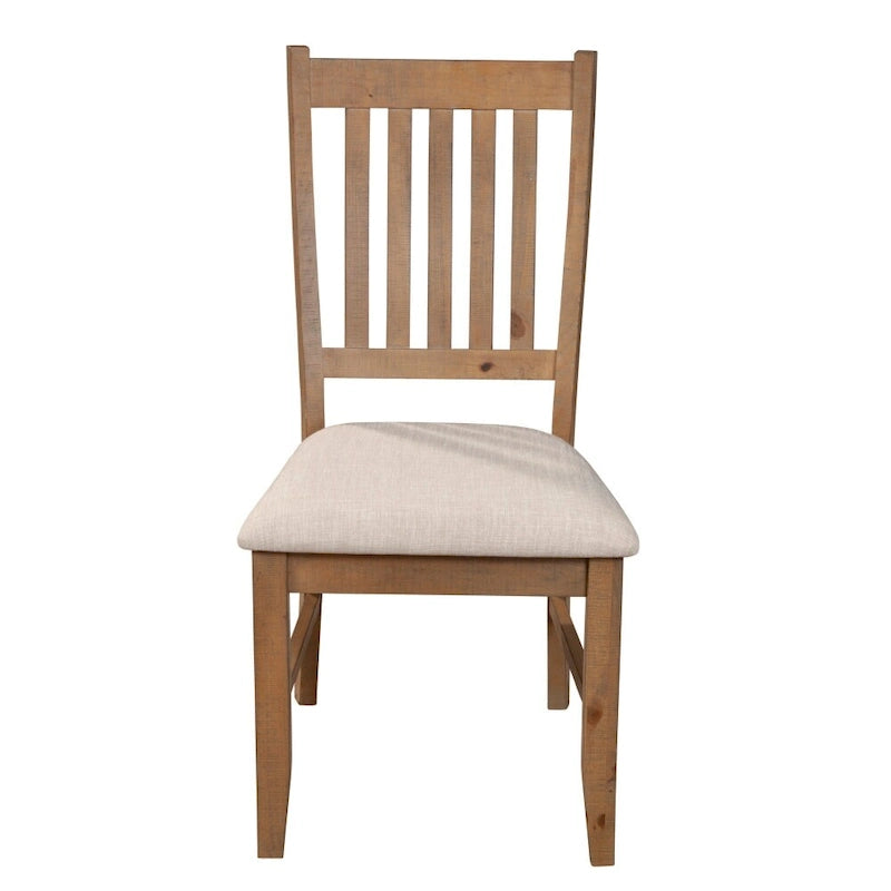 Sillas auxiliares de comedor con respaldo de listones marrón-beige, juego de 2