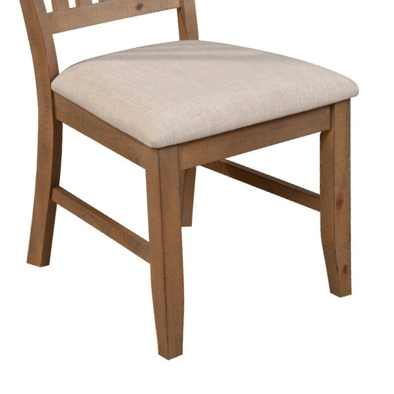 Sillas auxiliares de comedor con respaldo de listones marrón-beige, juego de 2