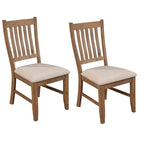 Sillas auxiliares de comedor con respaldo de listones marrón-beige, juego de 2