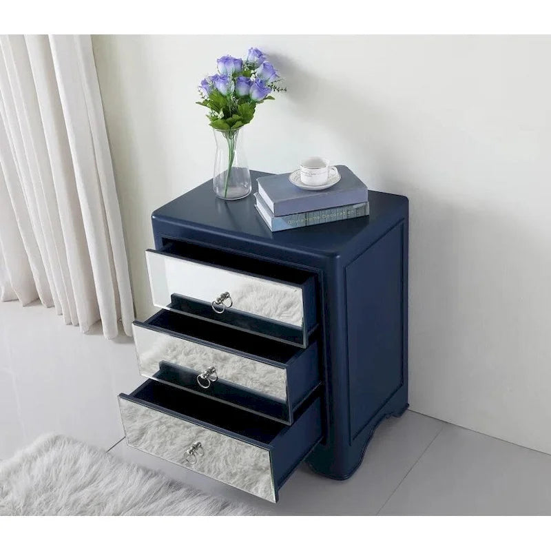 Cómoda decorativa con espejo de 3 cajones