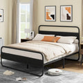 Marco de cama con plataforma de metal Black / Tiger Wood con cabecero de madera, Queen / King, 2 personas