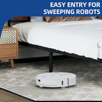 Marco de cama con plataforma de metal Black / Tiger Wood con cabecero de madera, Queen / King, 2 personas