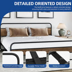 Marco de cama con plataforma de metal Black / Tiger Wood con cabecero de madera, Queen / King, 2 personas