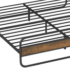 Marco de cama con plataforma de metal Black / Tiger Wood con cabecero de madera, Queen / King, 2 personas