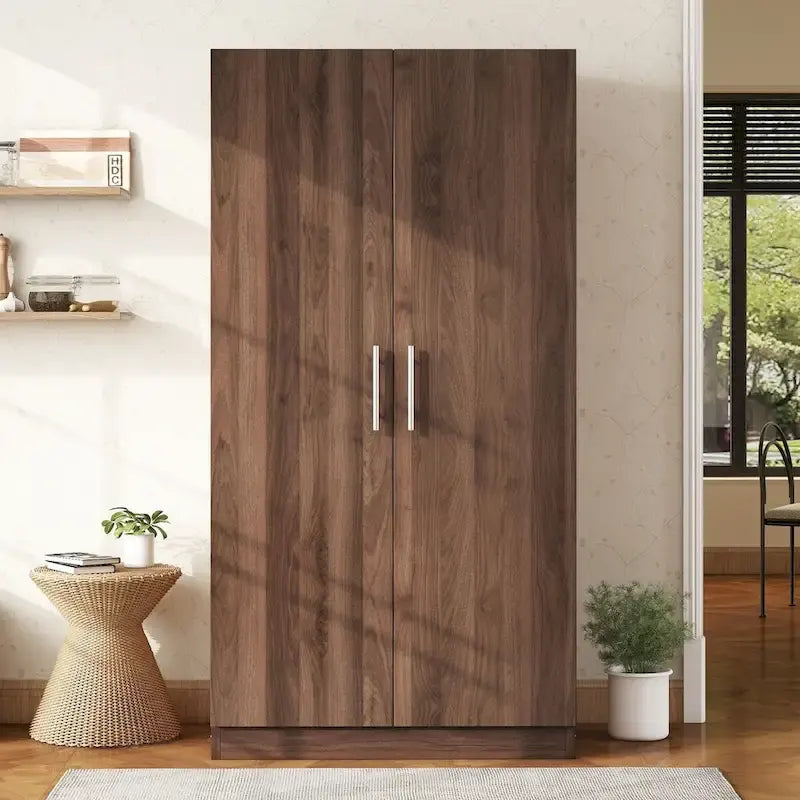 Wooden Wardrobe Armoire with 3 Storage Shelves by Harper&Bright Designs
