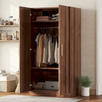 Armario ropero de madera marrón de 2 puertas con 3 estantes