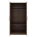 Armario ropero de madera marrón de 2 puertas con 3 estantes