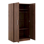 Armario ropero de madera marrón de 2 puertas con 3 estantes