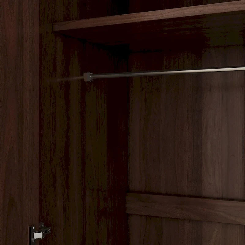 Armario ropero de madera marrón de 2 puertas con 3 estantes