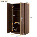 Armario ropero de madera marrón de 2 puertas con 3 estantes