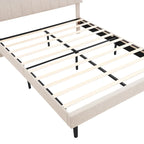 Cama de almacenamiento tapizada gris/beige con puertos USB, individual/matrimonial, 1-2 personas