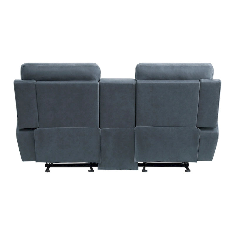 Sofá reclinable biplaza manual de microfibra azul