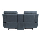 Sofá reclinable biplaza manual de microfibra azul