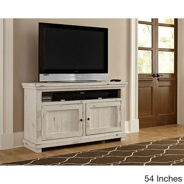 Mueble rústico para TV, blanco desgastado – 137 cm / 162 cm / 185 cm de ancho