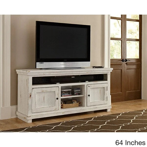 Mueble rústico para TV, blanco desgastado – 137 cm / 162 cm / 185 cm de ancho