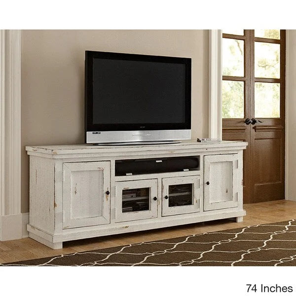 Mueble rústico para TV, blanco desgastado – 137 cm / 162 cm / 185 cm de ancho