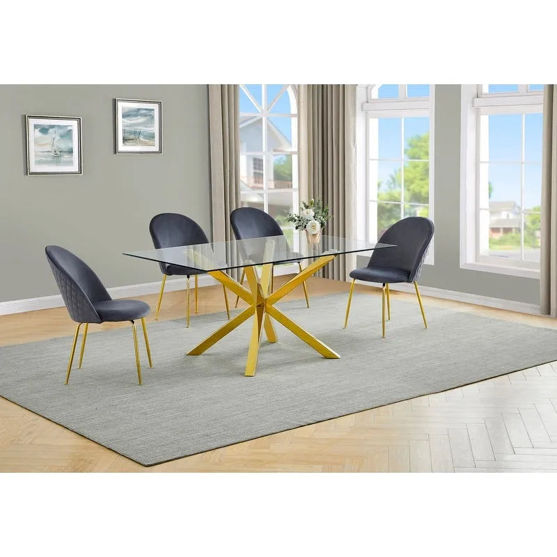 Juego de comedor de 5 piezas para 4 personas de terciopelo y piel sintética color crema/blanco/gris oscuro