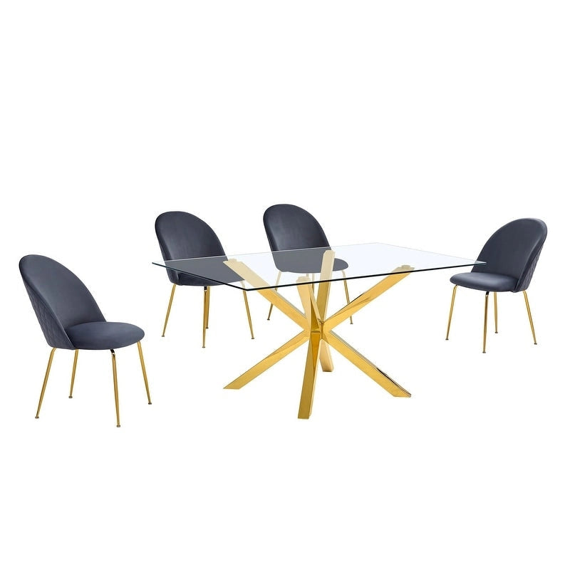 Juego de comedor de 5 piezas para 4 personas de terciopelo y piel sintética color crema/blanco/gris oscuro