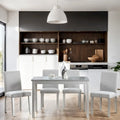 Juego de comedor de 5 piezas para 4 personas en gris, blanco y negro