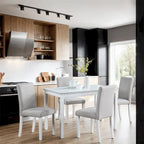 Juego de comedor de 5 piezas para 4 personas en gris, blanco y negro