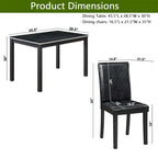 Juego de comedor de 5 piezas para 4 personas en gris, blanco y negro