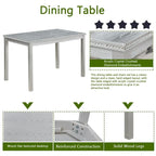 Juego de comedor de 5 piezas para 4 personas en gris, blanco y negro