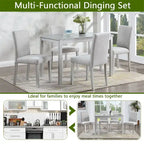 Juego de comedor de 5 piezas para 4 personas en gris, blanco y negro