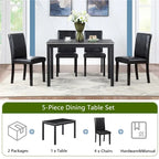 Juego de comedor de 5 piezas para 4 personas en gris, blanco y negro